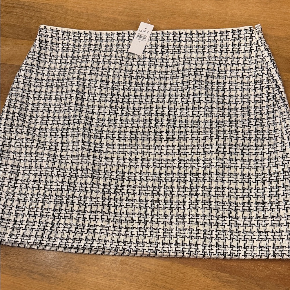 LOFT Sz 16 New Sparkly Monochrome Tweed Mini Skirt